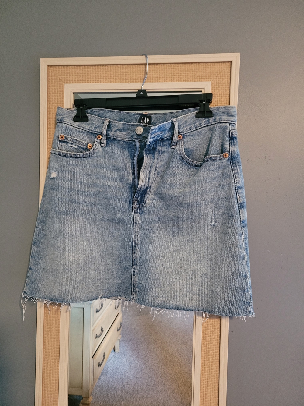 GAP Light Blue Denim Mini Skirt with Frayed Hem